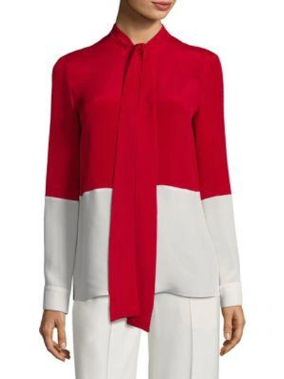 Derek Lam Bicolor Silk Blouse In Red White