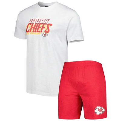 Concepts Sport Men's  Red, White Kansas City Chiefs Downfield T-shirt And Shorts Sleep Set In Red,white