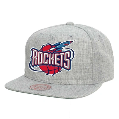 Mitchell & Ness Men's  Heather Gray Houston Rockets Hardwood Classics 2.0 Snapback Hat