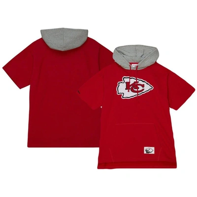 Mitchell & Ness Men's  Red Kansas City Chiefs Postgame Short Sleeve Hoodie