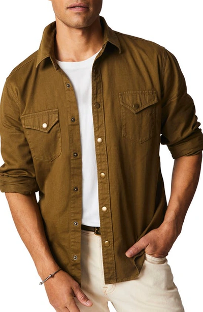 Billy Reid Shoals Organic Cotton Twill Shirt In Slate Green