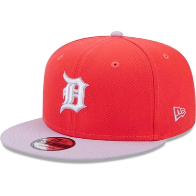 New Era Men's  Red, Purple Detroit Tigers Spring Basic Two-tone 9fifty Snapback Hat In Red,purple