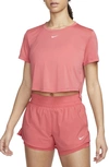 Nike Dri-fit One Crop T-shirt In Sea Coral/ White