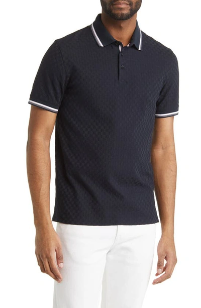 Ted Baker Palos Regular Fit Textured Cotton Knit Polo In Blue