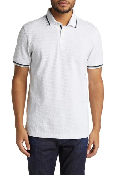 Ted Baker Palos Regular Fit Textured Cotton Knit Polo In White