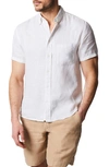Billy Reid Tuscumbia Standard Fit Short Sleeve Linen Button-down Shirt In White