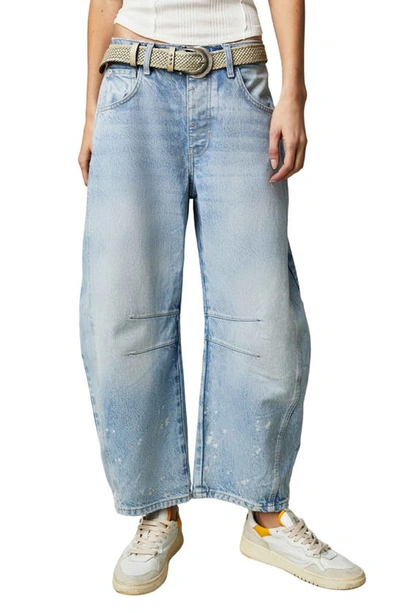 Free People Lucky You Mid Rise Barrel Leg Jeans In Aegean