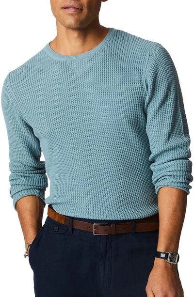 Billy Reid Mini Waffle Crewneck T-shirt In Isle Blue