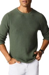 Billy Reid Mini Waffle Crewneck T-shirt In Slate Green