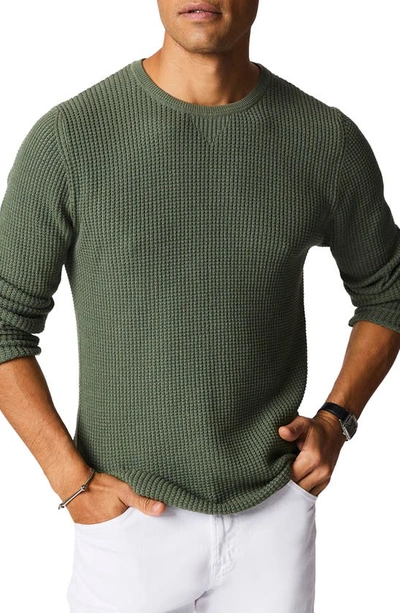 Billy Reid Mini Waffle Crewneck T-shirt In Slate Green