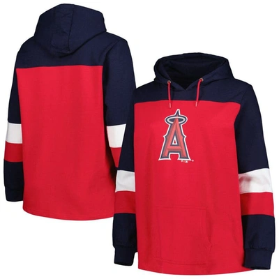 Profile Red Los Angeles Angels Plus Size Colorblock Pullover Hoodie