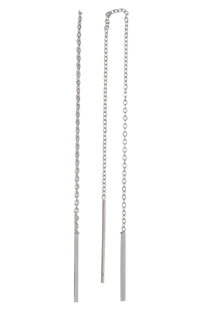 Adornia Water Resistant Threader Earrings In Silver