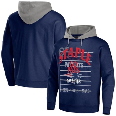 Staple Nfl X  Navy New England Patriots Throwback Vintage Wash Pullover Hoodie
