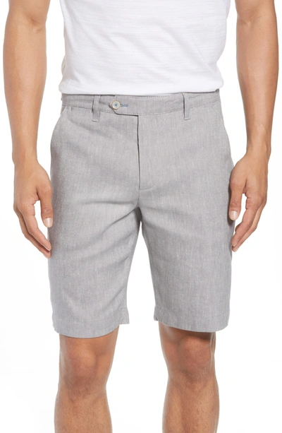 Ted Baker Newshow Flat Front Stretch Cotton Blend Shorts In Grey