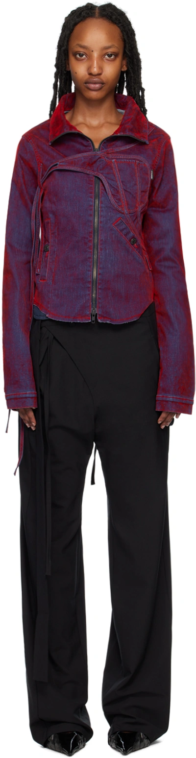 Ottolinger Red Fitted Denim Jacket In Red Velvet Redvel