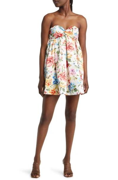 Ever New Joni Floral Print Strapless Babydoll Dress In Multi