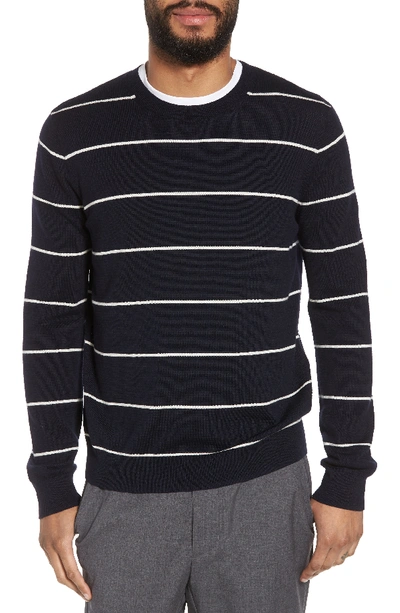 Vince Slim Fit Stripe Crewneck Sweater In Coastal/ Leche