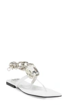 Jeffrey Campbell Ring On It Sandal In White Patent Silver