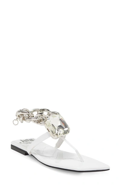 Jeffrey Campbell Ring On It Sandal In White Patent Silver