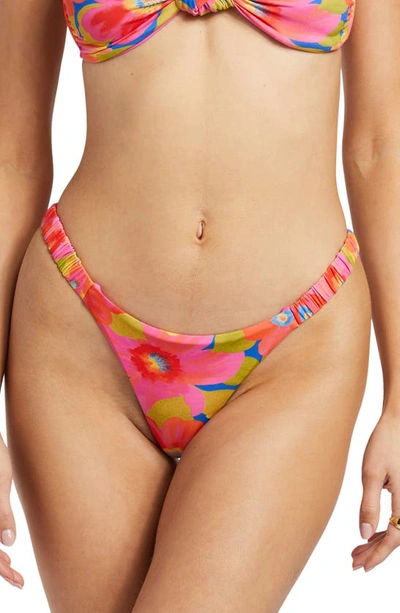 Billabong Sunny Coast Tanga Ruched Bikini Bottoms In Multi