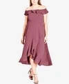 City Chic Trendy Plus Size Off-the-shoulder Maxi Dress In Rose