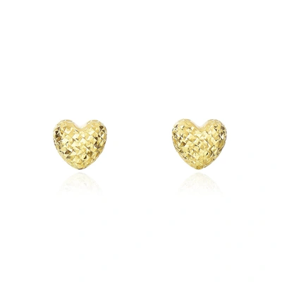 The Lovery Puffy Diamond Cut Heart Stud Earrings In Multi