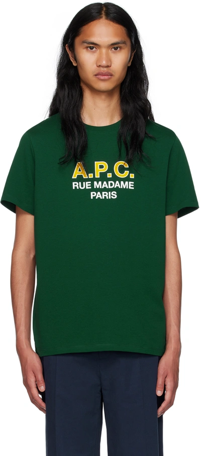 A.p.c. Apc Madame H T-shirt With Logo In Green