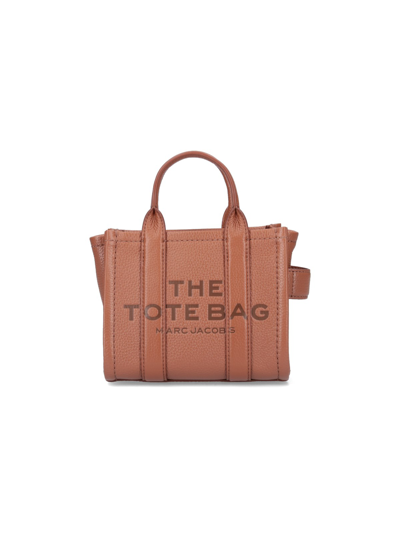 Marc Jacobs The Leather Micro Tote Bag In Brown
