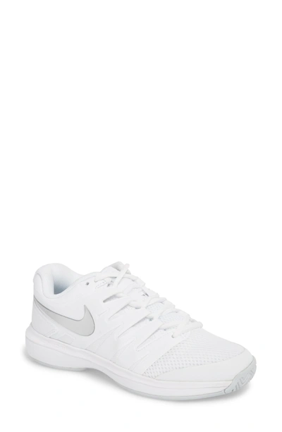 Nike Air Zoom Prestige Tennis Shoe In White/ Metallic Silver