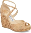 Jimmy Choo Women's Alanah 105 Cork Platform Wedge Sandals In Natural