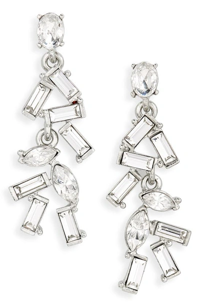 Oscar De La Renta Crystal Confetti Drop Earrings In Silver