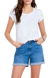 Nzt By Nic+zoe Tulip Sleeve Scoop Neck Cotton T-shirt In Paper White