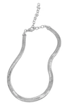 Adornia 14k Gold Plated Snake Chain Collar Necklace In Silver