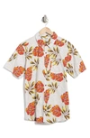 Hurley Tropical Print Cotton Button-up Shirt In Barely Bone