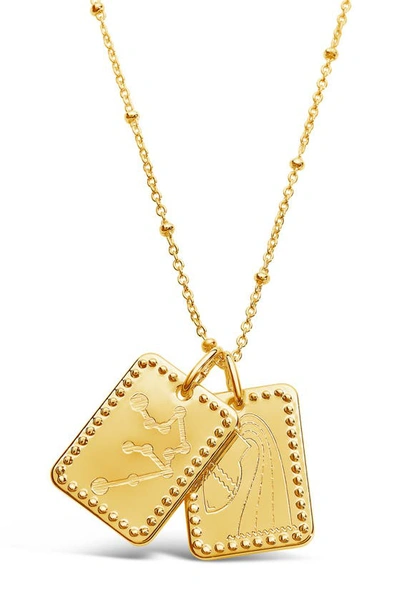 Sterling Forever 14k Gold Plated Brass Zodiac Tag Necklace In Gold - Aquarius