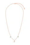 Sterling Forever Black Enamel & Cubic Zirconia Charm Necklace In Rose Gold - Green