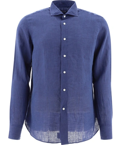 Borriello Classic Linen Shirt In Blue