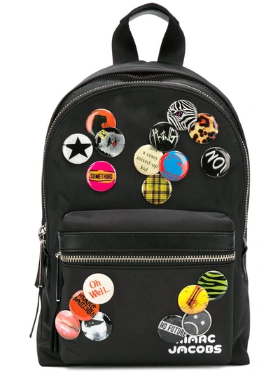 Marc Jacobs Treck Pack Badge Medium Leather-trimmed Nylon Backpack In Black