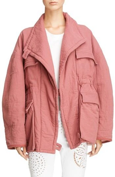 Isabel Marant Oversize Textured Cotton Jacket In Rosewood