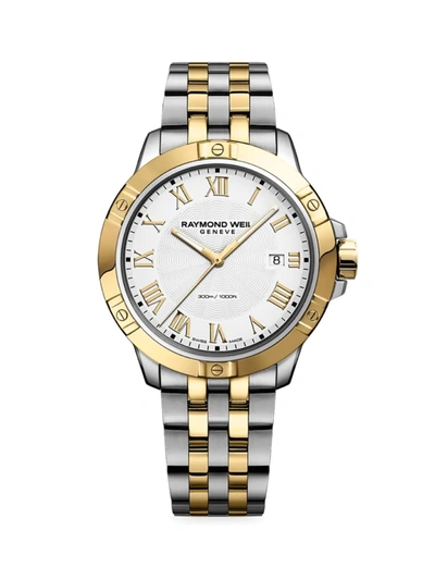 Raymond Weil Men's Swiss Tango Two-tone Pvd Stainless Steel Bracelet Watch 41mm 8160-stp-00308 In White/gold