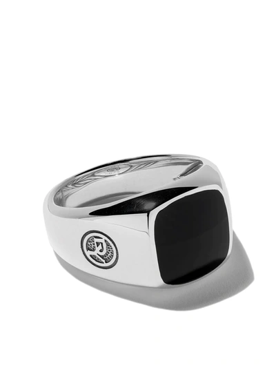 David Yurman Exotic Stone Ring With Black Onyx In Silver In Black,metallic