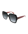 Gucci Gg0096s 003 Black Red Square Sunglasses In Black/red/gray Gradient