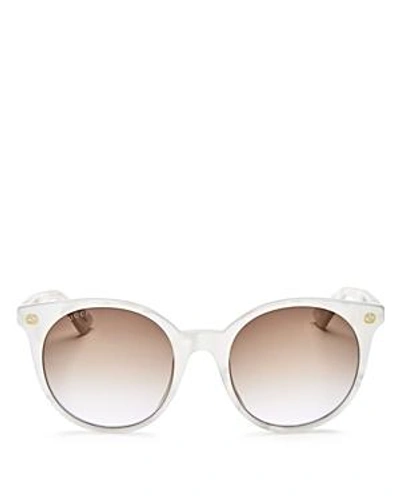 Gucci Pantos Round Sunglasses, 52mm In White/brown Gradient