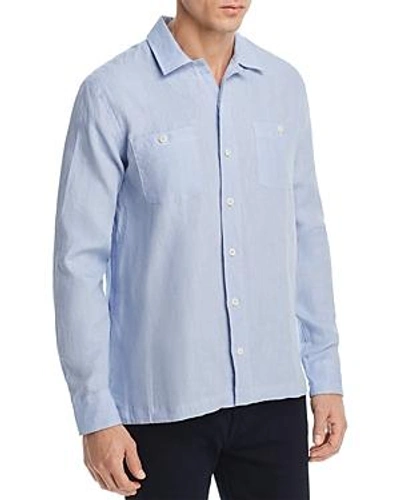 Oobe Linen Camp Button-down Shirt In Chambray