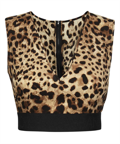 Dolce & Gabbana Leopard-print Charmeuse Top In Leo_new