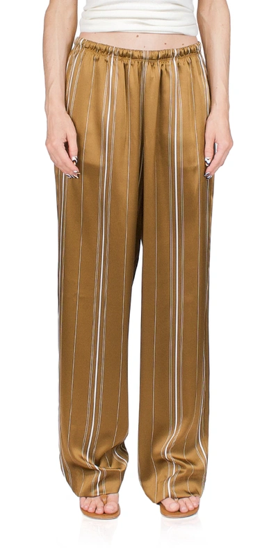 Vince Multi-stripe Satin Pull-on Pants In Nile