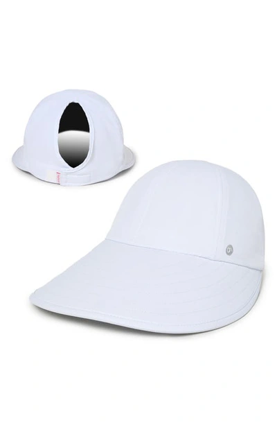 David & Young Sunblocker Wide Brim Pony Tail Cap In White