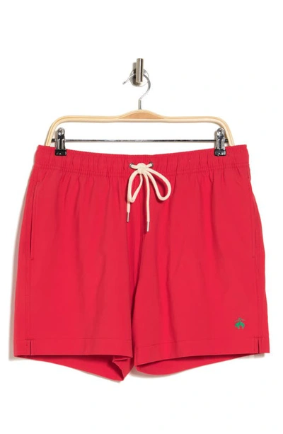 Brooks Brothers Solid Swim Trunks In Tomato Puree