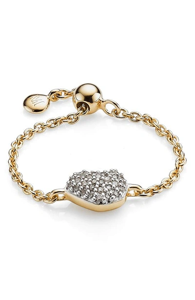 Monica Vinader 14k Gold Vermeil Diamond Heart Mini Heart Ring In 18ct Gold Vermeil/ Ss