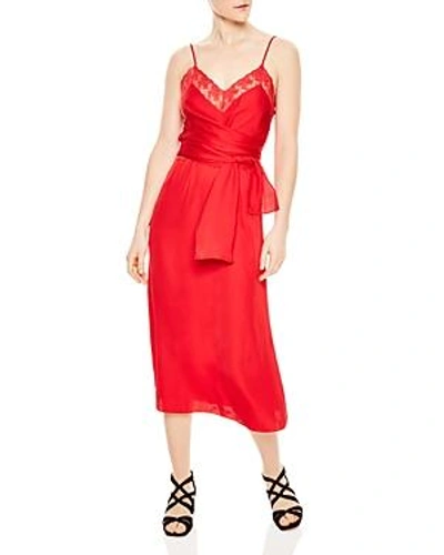 sandro red lace dress Sandro Bordeaux Short Lace Dress in Wine Red Zip R20356H NWT Size 34